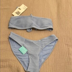 H&M Bikini Set with Striped Trim . Top 2 Bottoms 4 . New